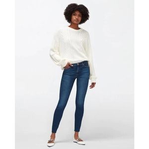 7 For All Mankind Women's 23 Slim Illusion High Waist Ankle Skinny Blue